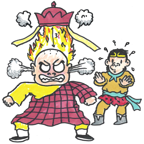 火冒三丈 ( huǒ mào sān zhàng )：